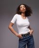 Arket ARKET jersey ribbed T-shirt top with scoop neck in white - 1