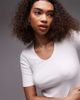 Arket ARKET jersey ribbed T-shirt top with scoop neck in white - 3