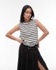 Arket ARKET jersey t-shirt top with cap sleeves in navy and white stripes-Multi - 1