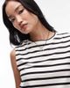 Arket ARKET jersey t-shirt top with cap sleeves in navy and white stripes-Multi - 3