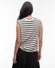 Arket ARKET jersey t-shirt top with cap sleeves in navy and white stripes-Multi - 4