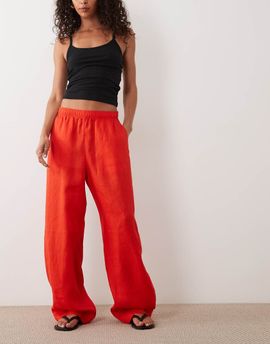Arket ARKET linen barrel leg linen pants in red-Green