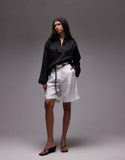 Arket ARKET linen bermuda shorts with tailored waistband in white