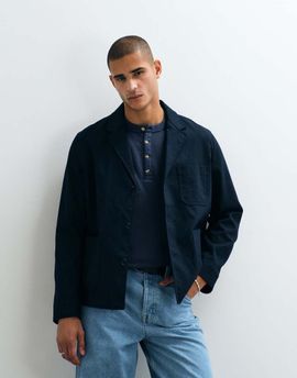 Arket ARKET linen blend blazer in navy blue