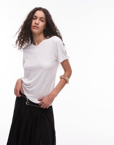 Arket ARKET Linen blend relaxed T-shirt in white