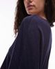 Arket ARKET linen blend relaxed top with seamed long sleeves in navy blue - 4