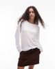 Arket ARKET linen blend relaxed top with seamed long sleeves in white - 1