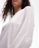Arket ARKET linen blend relaxed top with seamed long sleeves in white - 2