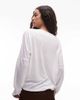 Arket ARKET linen blend relaxed top with seamed long sleeves in white - 3