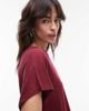 Arket ARKET linen blend T-shirt with cap sleeves in burgundy wine-Red - 3
