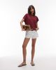 Arket ARKET linen blend T-shirt with cap sleeves in burgundy wine-Red - 4