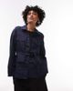 Arket ARKET linen mix shacket in rinse wash indigo with contrast thread front patch pockets-Blue - 1