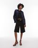 Arket ARKET linen mix shacket in rinse wash indigo with contrast thread front patch pockets-Blue - 2