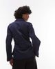 Arket ARKET linen mix shacket in rinse wash indigo with contrast thread front patch pockets-Blue - 3