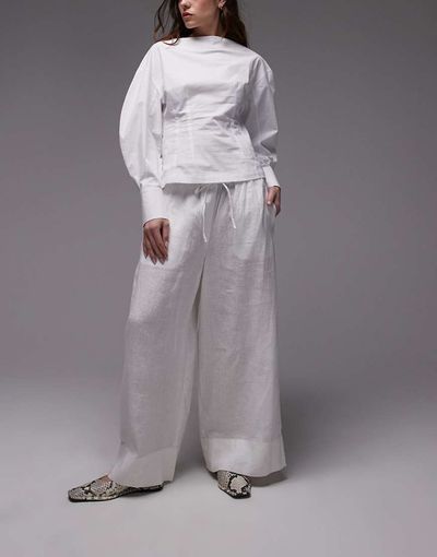 Arket ARKET linen pants with drawstring waist in white