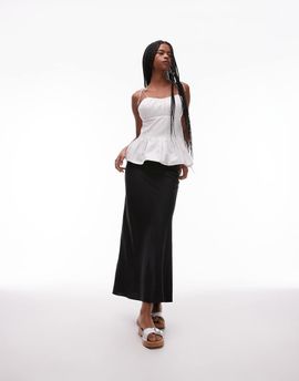 Arket ARKET linen rich midaxi skirt in black