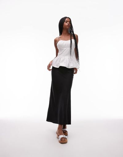 Arket ARKET linen rich midaxi skirt in black