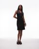 Arket ARKET linen rich v-neck midi shift dress with frill trim in black - 1