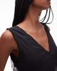 Arket ARKET linen rich v-neck midi shift dress with frill trim in black - 3