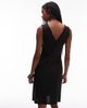 Arket ARKET linen rich v-neck midi shift dress with frill trim in black - 4