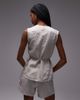Arket ARKET linen sleeveless shirt with tie wrap front in beige-Neutral - 4