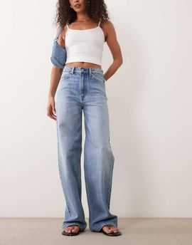 Arket ARKET Lupine five pocket high rise wide leg jeans in light blue wash
