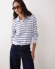 Arket ARKET merino polo sweater in blue striped print-White - 1