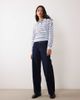Arket ARKET merino polo sweater in blue striped print-White - 4