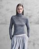Arket ARKET merino wool knit semi sheer turtleneck top in gray - 1