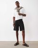Arket ARKET mid length straight fit denim shorts in black - 1