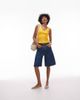 Arket ARKET mid waist five-pocket loose denim twill shorts in mid wash blue - 1