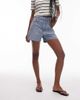 Arket ARKET mid waist five-pocket rigid denim twill shorts in midwash blue - 1