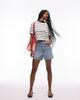 Arket ARKET mid waist five-pocket rigid denim twill shorts in midwash blue - 2
