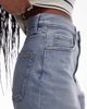 Arket ARKET mid waist five-pocket rigid denim twill shorts in midwash blue - 4