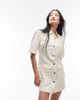 Arket ARKET mini shirt dress with front patch pockets in stone-Neutral - 1