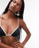 Arket ARKET mix & match smock triangle bikini top in black with cream contrast hem binding - 1