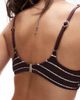 Arket ARKET mix & match soft v neck crinkle bubble bikini top in burgundy and white stripes-Red - 2