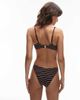 Arket ARKET mix & match soft v neck crinkle bubble bikini top in burgundy and white stripes-Red - 4