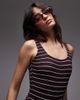 Arket ARKET mix & match square neck crinkle bubble swimsuit in burgundy and white stripe-Red - 2