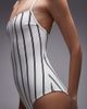 Arket ARKET mix & match square neck swimsuit in off white and black stripes-Multi - 2