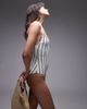 Arket ARKET mix & match square neck swimsuit in off white and black stripes-Multi - 4