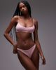 Arket ARKET mix & match square scoop back crinkle bubble bikini top in pink - 2