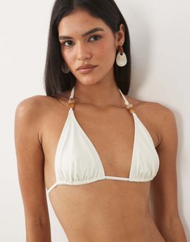 Arket ARKET mix and match tie closure beaded bikini top in white