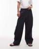 Arket ARKET poplin straight leg pants with pull-on waist in navy-Black - 1