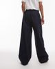 Arket ARKET poplin straight leg pants with pull-on waist in navy-Black - 4