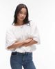 Arket ARKET poplin top with bubble hem in white-Black - 1