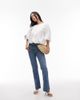 Arket ARKET poplin top with bubble hem in white-Black - 2