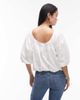 Arket ARKET poplin top with bubble hem in white-Black - 4