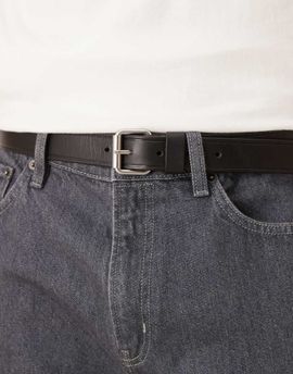 Arket ARKET premium classic leather belt with silver-tone buckle in black
