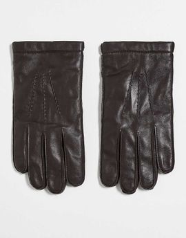 Arket ARKET premium leather gloves in dark brown